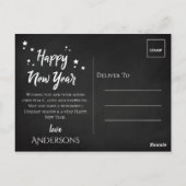 Elegant Zwart Wit Typografie Nieuwjaar 2024 Foto Briefkaart (Achterkant)