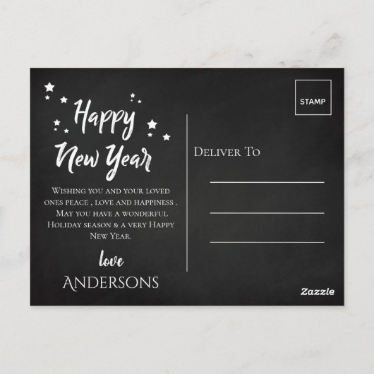 Elegant Zwart Wit Typografie Nieuwjaar 2024 Foto Briefkaart (Achterkant)