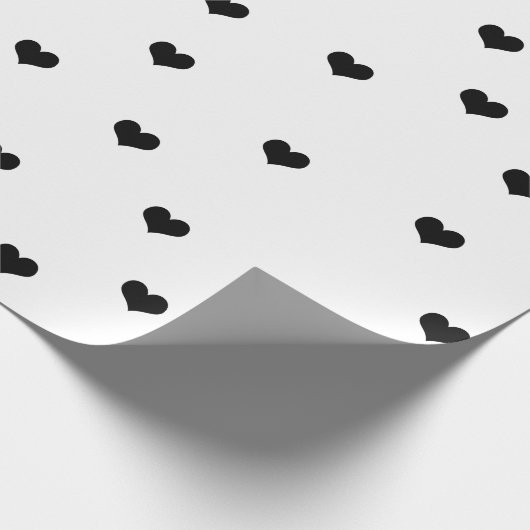 Elegant zwart-wit Valentijnsdag hartpatroon Cadeaupapier (Hoek)