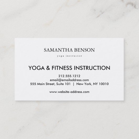 Elegant zwart-wit ventilator Logo Yoga Business Ca Visitekaartje (Achterkant)
