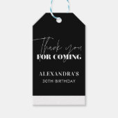 Elegant zwart wit verjaardag Dank u Cadeaulabel (Voorkant)