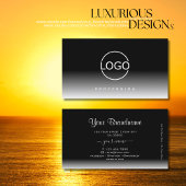 Elegant Zwart-Wit Verloop met Merk Logo Visitekaartje