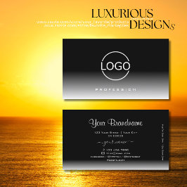 Elegant Zwart-Wit Verloop met Merk Logo Visitekaartje