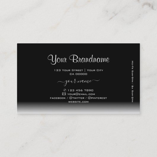 Elegant Zwart-Wit Verloop met Merk Logo Visitekaartje (Achterkant)