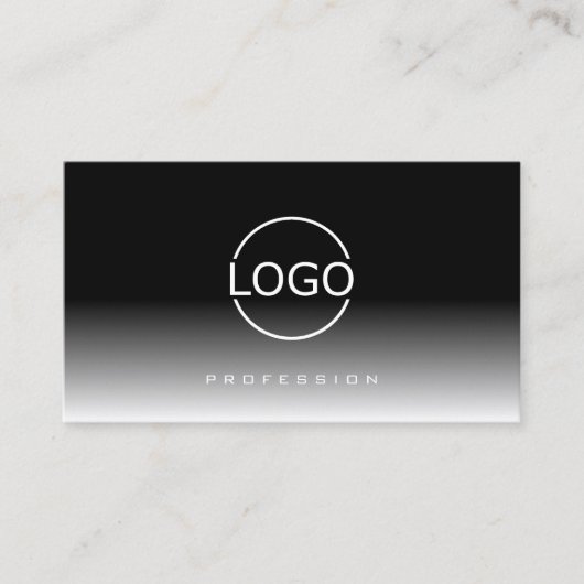 Elegant Zwart-Wit Verloop met Merk Logo Visitekaartje (Voorkant)
