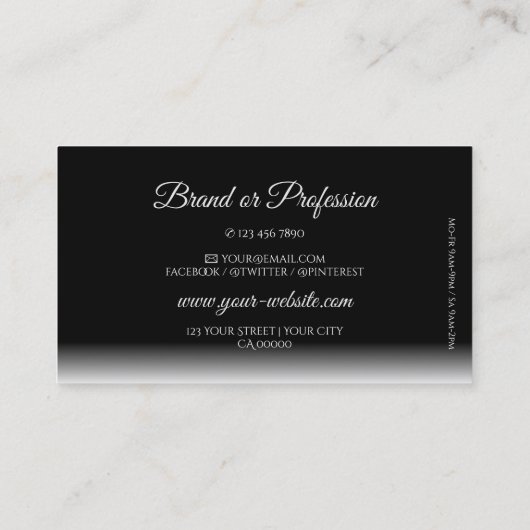 Elegant zwart-wit verloopzacht schaduwlettertype visitekaartje (Achterkant)