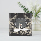 Elegant zwart wit  verloving kaart (Staand voorkant)