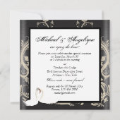 Elegant zwart wit  verloving kaart (Achterkant)