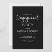 Elegant zwart-wit verlovingsfeest kaart (Voorkant)