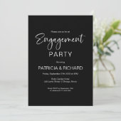 Elegant zwart-wit verlovingsfeest kaart (Staand voorkant)