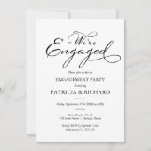 Elegant zwart-wit verlovingsfeest met kalligrafisc kaart (Voorkant)
