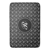 Elegant zwart-wit vintage patroon monogram badmat (Voorkant Verticaal)