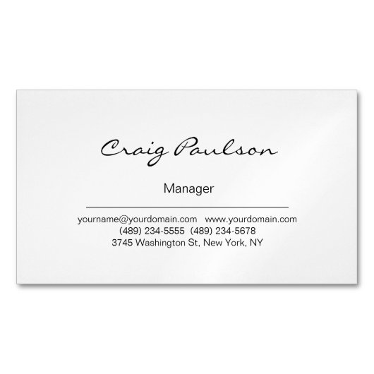 Elegant zwart-wit Visitekaartje Magnet Magnetisch Visitekaartje (Voorkant)