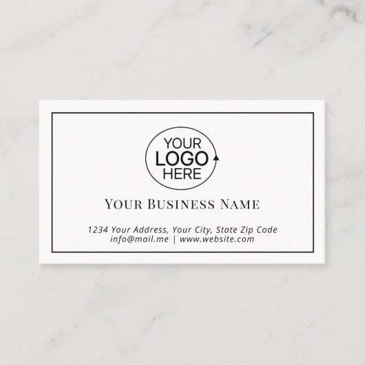 Elegant zwart-wit Voeg je Logo 6 pinch toe Klantenkaartje (Voorkant)