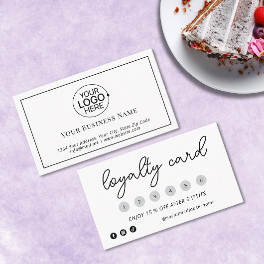 Elegant zwart-wit Voeg je Logo 6 pinch toe Klantenkaartje