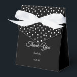 Elegant zwart-wit voorblad bedankdoosjes<br><div class="desc">Grafische parels en witte kalligrafie op zwarte doos.</div>