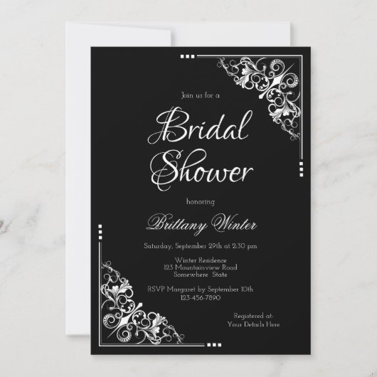 Elegant zwart-wit Vrijgezellenfeest Kaart (Voorkant)