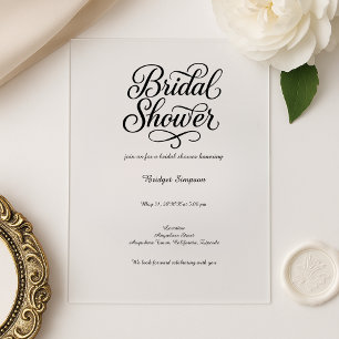 Elegant zwart-wit Vrijgezellenfeest script Acryl Uitnodigingen