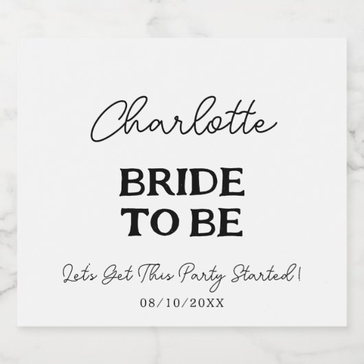 Elegant zwart-wit vrijgezellenfeest sparkling wijnetiket (Enkel label)