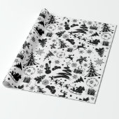 Elegant zwart-wit vrolijk kerstfeest cadeaupapier (Uitgerold)