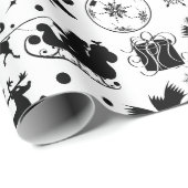 Elegant zwart-wit vrolijk kerstfeest cadeaupapier (Rol Hoek)