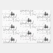 Elegant Zwart Wit Vrolijk Kerstmis Wrapping Papier Inpakpapier Vel (Voorkant 3)