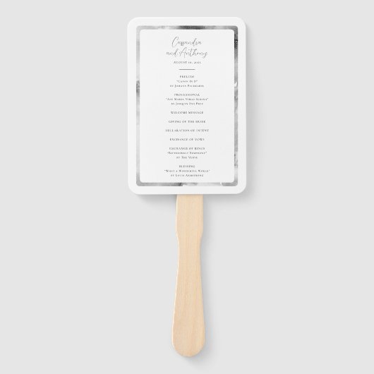 Elegant zwart-wit Waterverf marmer Handwaaier (Voorkant)