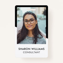 Elegant zwart wit werknemer Foto bedrijf Logo Badge