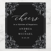 Elegant zwart-wit Wijnlabel Wijn Etiket (Enkel label)