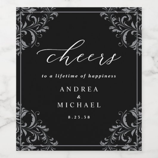 Elegant zwart-wit Wijnlabel Wijn Etiket (Enkel label)