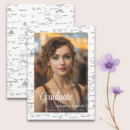 Elegant Zwart Wit Wiskunde College Foto Afstuderen Aankondiging