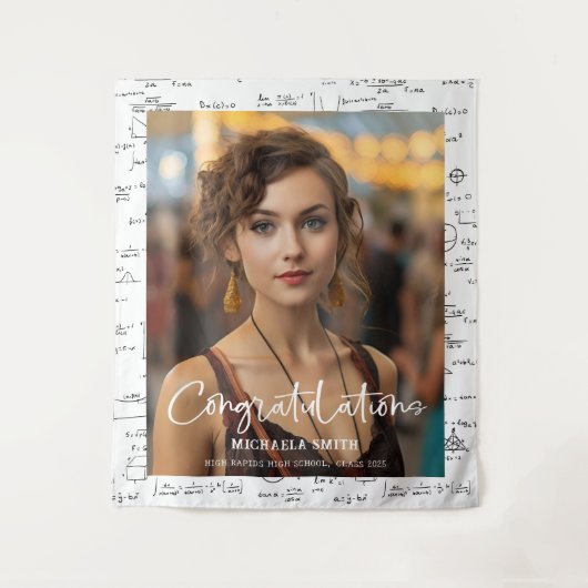 Elegant zwart wit Wiskunde Foto Afstuderen Wandkleed (Voorkant)