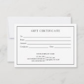 Elegant Zwart Wit Zakelijk Cadeaubon Logo (Voorkant)