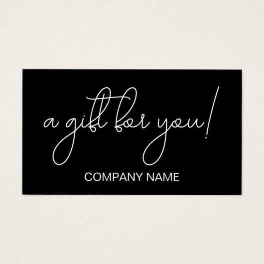 Elegant zwart-wit zakelijke cadeaubon visitekaartje (Voorkant)
