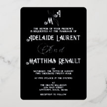 Elegant Zwart & Wit Zilver Gestreepte Bruiloft