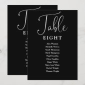 Elegant zwart-wit zitplaatskaart Tafelnummer (Voorkant / Achterkant)