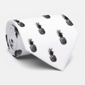 Elegant zwart-wit Zomer Ananas Patroon Stropdas (Opgerold)