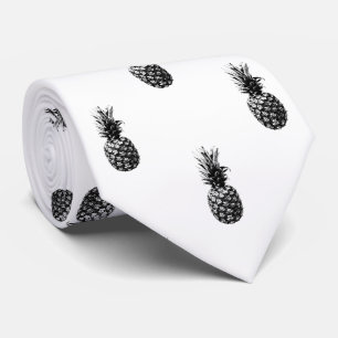 Elegant zwart-wit Zomer Ananas Patroon Stropdas