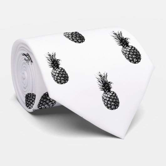 Elegant zwart-wit Zomer Ananas Patroon Stropdas (Opgerold)