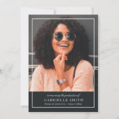 Elegant zwart-witadvocatenkantoor afgestudeerden kaart (Achterkant)