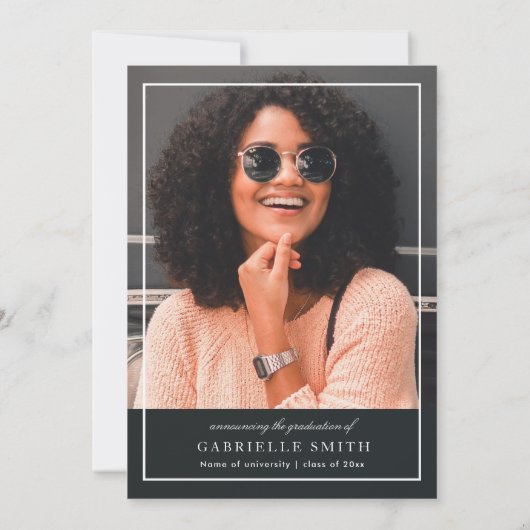 Elegant zwart-witadvocatenkantoor afgestudeerden kaart (Achterkant)