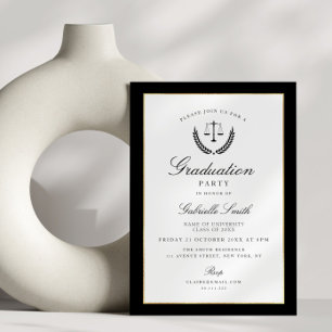 Elegant zwart-witadvocatenkantoor afgestudeerden kaart
