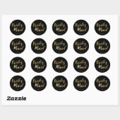 Elegant zwart-witbruid ronde sticker (Vel)