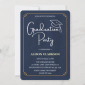 Elegant zwart-witgoud Afstuderen fotofeest Kaart (Achterkant)