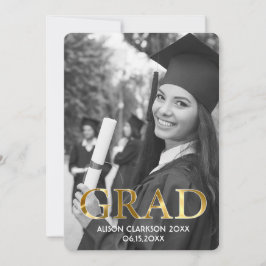Elegant zwart-witgoud Afstuderen fotofeest Kaart