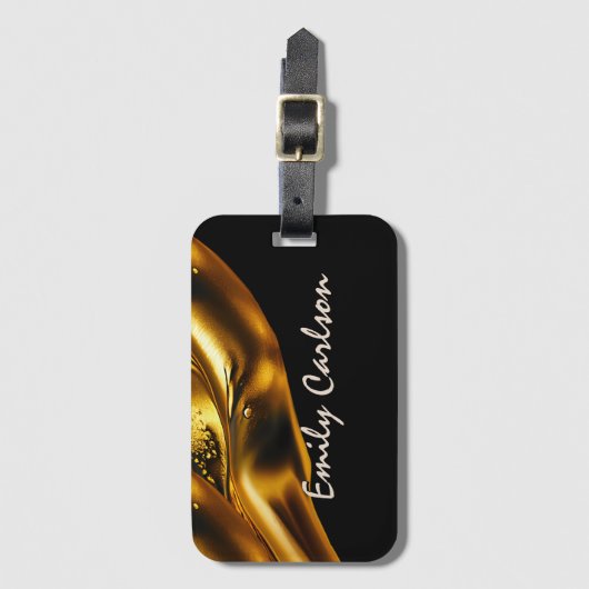 Elegant zwart-witgoud bagagelabel (Voorkant (verticaal))