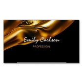 Elegant zwart-witgoud magnetisch visitekaartje (Voorkant)