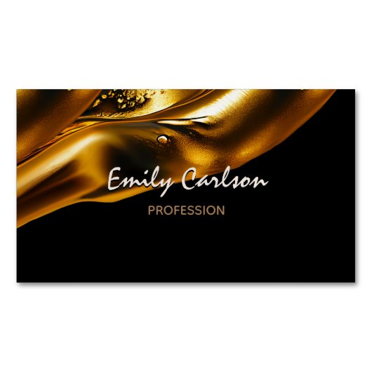 Elegant zwart-witgoud magnetisch visitekaartje (Voorkant)