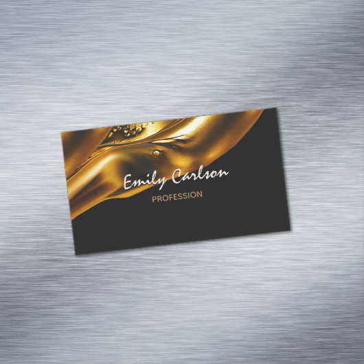 Elegant zwart-witgoud magnetisch visitekaartje (Voorbeeld)