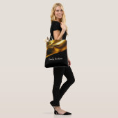 Elegant zwart-witgoud tote bag (Op model)